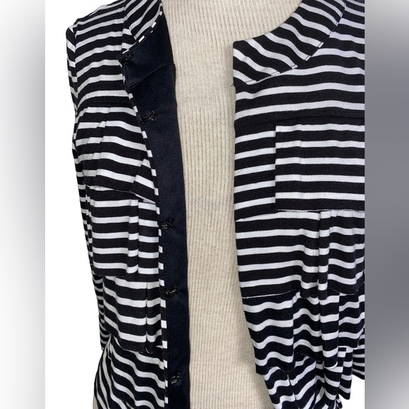 Coco Bianco Ruffled Tier Striped Black White Jacket Small - Picture 6 of 6